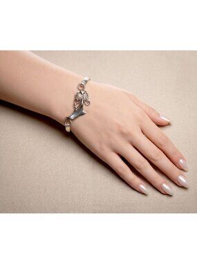 925 Sterling Silver Dolphin Charm Cuff Bracelet
